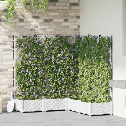 Ghiveci de grădină cu trellis 5 pcs Alb 120 x 120 x 125.5 cm PP GartenMobel Dekor
