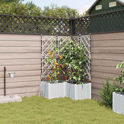 Ghivece pentru grădină Alb 80 x 80 x 142 cm Oțel GartenMobel Dekor