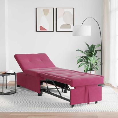 Canapea extensibilă bordo 67 x 194 x 38 cm Catifea GartenMobel Dekor