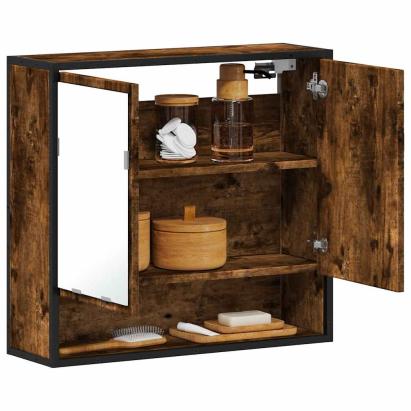 Dulap baie cu oglindă stejar fumuriu 65x20x60 cm lemn compozit GartenMobel Dekor
