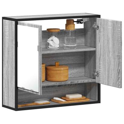 Dulap de baie cu oglindă gri sonoma 65x20x60 cm lemn compozit GartenMobel Dekor