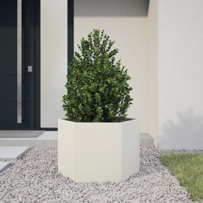 Jardinieră de grădină alb 69x60x45 cm oțel hexagonal GartenMobel Dekor