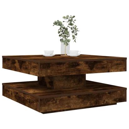 Măsuță cafea rotativă 360 grade, stejar fumuriu 70x70x34,5 cm GartenMobel Dekor