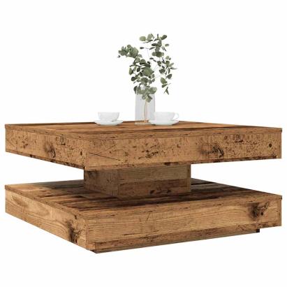 Măsuță cafea rotativă 360 grade, lemn vechi 70x70x34,5 cm GartenMobel Dekor