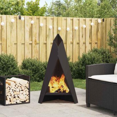 Cuptor de foc Negru 58 x 40 x 100 cm Oțel laminat la rece GartenMobel Dekor