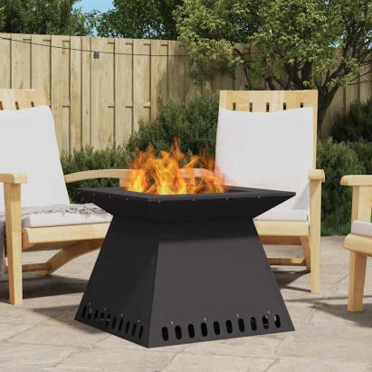 Cuptor de foc Negru 60 x 60 x 50 cm Oțel laminat la rece GartenMobel Dekor