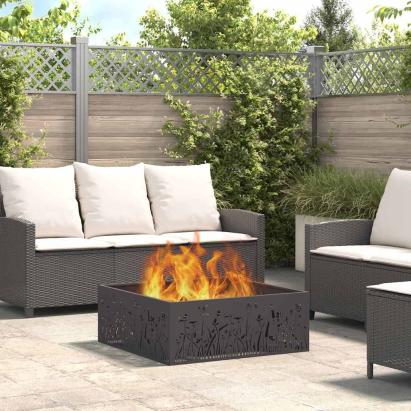 Cuptor de foc Negru 80 x 80 x 30 cm Oțel laminat la rece GartenMobel Dekor