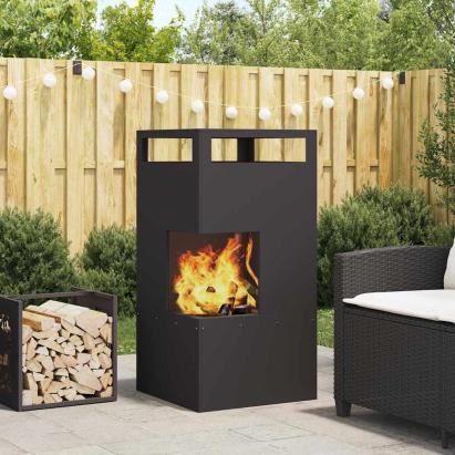 Cuptor de foc Negru 50 x 50 x 100 cm Oțel laminat la rece GartenMobel Dekor