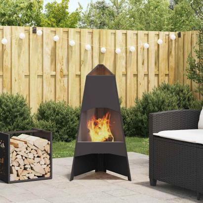 Cuptor de foc Negru 50 x 50 x 95 cm Oțel laminat la rece GartenMobel Dekor