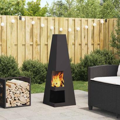 Cuptor de foc Negru 35 x 35 x 100 cm Oțel laminat la rece GartenMobel Dekor