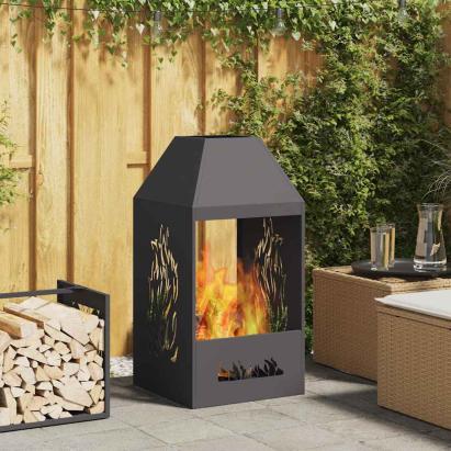 Cuptor de foc Negru 50 x 50 x 100 cm Oțel laminat la rece GartenMobel Dekor