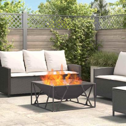 Cuptor de foc Negru 80 x 80 x 40 cm Oțel laminat la rece GartenMobel Dekor