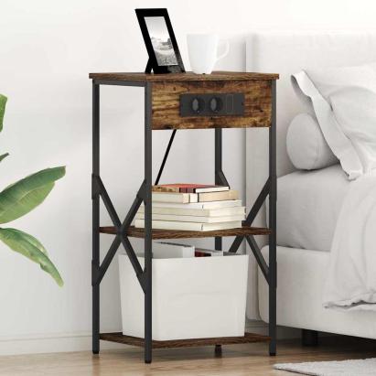 Dulap de noapte Stejar afumat 41 x 31 x 76 cm Lemn compozit GartenMobel Dekor