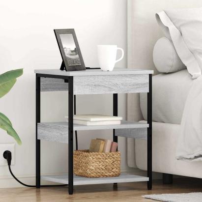 Dulap de noapte 2 pcs sonoma gri Lemn compozit GartenMobel Dekor