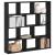 Raft cubic de perete cu 12 compartimente negru lemn prelucrat GartenMobel Dekor