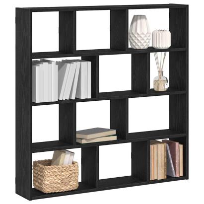 Raft cubic de perete cu 12 compartimente negru lemn prelucrat GartenMobel Dekor