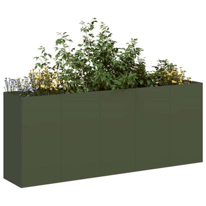 Jardinieră verde măsline 200x40x80 cm oțel laminat la rece GartenMobel Dekor