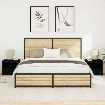 Noptieră 2 pcs Stejar negru 50 x 40 x 45 cm Lemn compozit GartenMobel Dekor