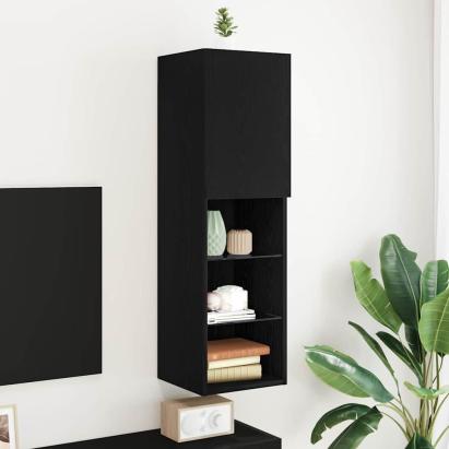 Cabinet TV Negru 30.5 x 30 x 102 cm Lemn compozit GartenMobel Dekor