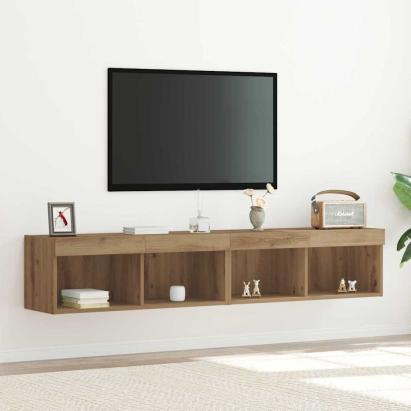 Cabinet TV 2 pcs Stejar Artizanal 80 x 30 x 30 cm Lemn compozit GartenMobel Dekor