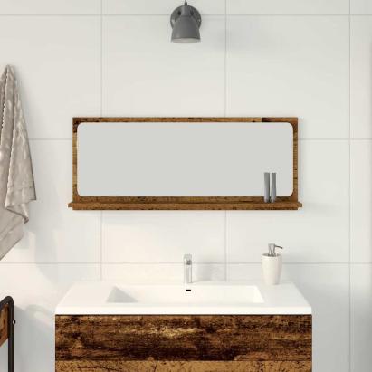 Raft cu oglindă Lemn Vechi 90 x 10.5 x 37 cm Lemn compozit GartenMobel Dekor