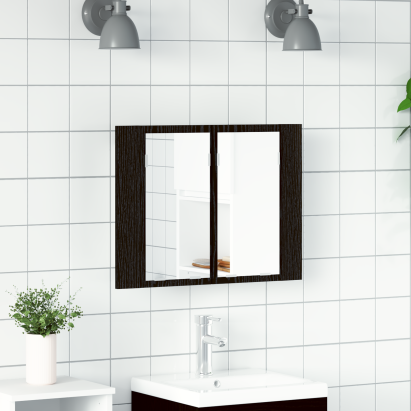 Dulap cu oglindă pentru baie Stejar negru 60 x 12 x 45 cm GartenMobel Dekor
