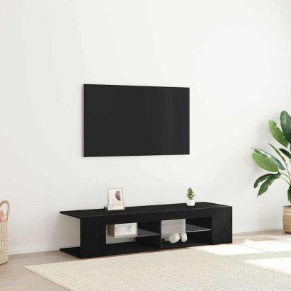 Cabinet TV Negru 135 x 39 x 30 cm Lemn compozit GartenMobel Dekor