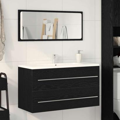 Dulap cu chiuvetă Stejar Negru 90 x 45 x 1.5 cm Lemn compozit GartenMobel Dekor