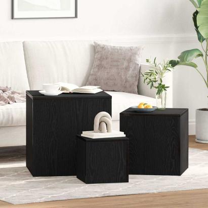 Masa de cuibărit 3 pcs Stejar negru 45 x 45 x 45 cm GartenMobel Dekor