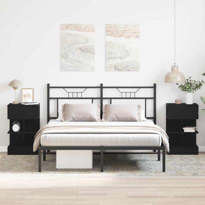 Dulap de noapte 2 pcs Stejar negru 40 x 35 x 65 cm GartenMobel Dekor