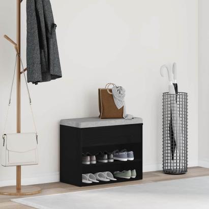 Bancă pentru pantofi Stejar negru 60 x 30 x 45 cm Lemn compozit GartenMobel Dekor