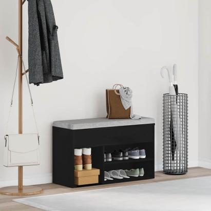 Bancă pentru pantofi Stejar negru 80 x 30 x 45 cm Lemn compozit GartenMobel Dekor