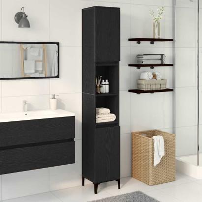 Dulap de Baie Stejar negru 30 x 30 x 190 cm Lemn compozit GartenMobel Dekor