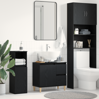Dulap de Baie cu ușă Stejar negru 65 x 33 x 60 cm Lemn compozit GartenMobel Dekor