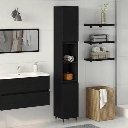 Dulap de Baie Stejar Negru 30 x 30 x 190 cm Lemn compozit GartenMobel Dekor