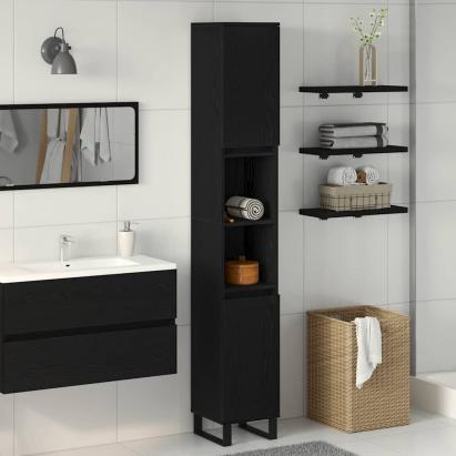 Dulap de Baie Stejar negru 30 x 30 x 190 cm Lemn compozit GartenMobel Dekor
