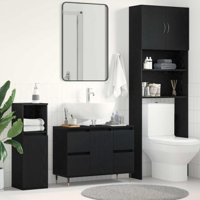 Dulap pentru Chiuvetă cu sertar Stejar Negru 80 x 33 x 60 cm GartenMobel Dekor
