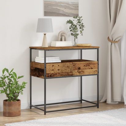 Masă de Consolă Lemn Vechi 75 x 40 x 75 cm Lemn compus și metal GartenMobel Dekor