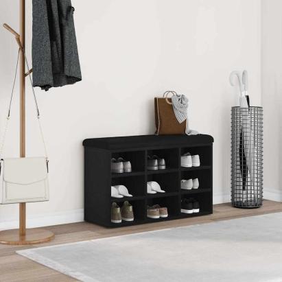 Bancă pentru pantofi Negru 80 x 30 x 48 cm Lemn compozit GartenMobel Dekor