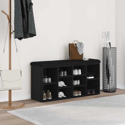 Bancă pentru pantofi Negru 100 x 30 x 48 cm Lemn compozit GartenMobel Dekor
