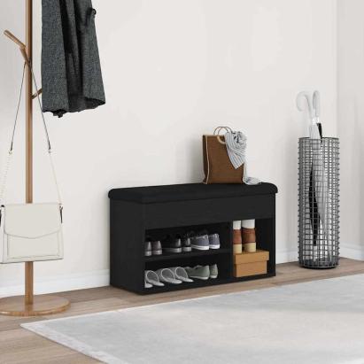 Bancă pentru pantofi Negru 80 x 30 x 45 cm Lemn compozit GartenMobel Dekor