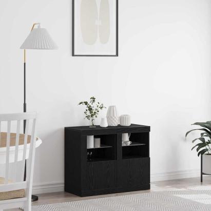 Dulap lateral 2 pcs Stejar negru 41 x 37 x 67 cm Lemn compozit GartenMobel Dekor