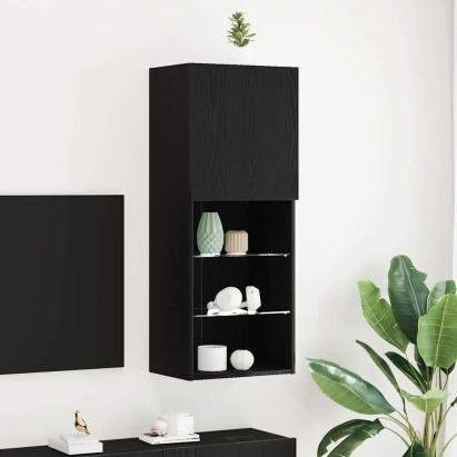 Cabinet TV Stejar Negru 40.5 x 30 x 102 cm Lemn compozit GartenMobel Dekor