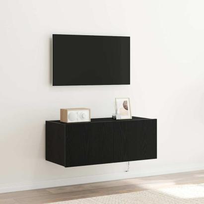 Dulap TV de perete Stejar negru 80 x 35 x 31 cm Lemn compozit GartenMobel Dekor