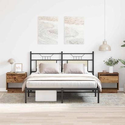 Noptieră 2 pcs Lemn vechi 45 x 34 x 44 cm Lemn compozit GartenMobel Dekor