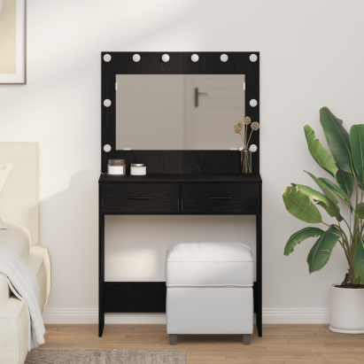 Birou de Toaletă Stejar negru 78,5 x 41 x 135 cm Lemn compozit GartenMobel Dekor