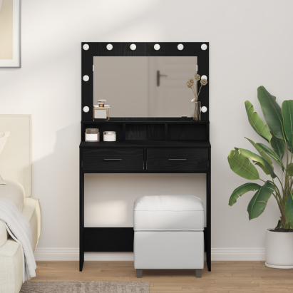 Masă de Toaletă Stejar negru 79 x 41 x 135 cm Lemn compozit GartenMobel Dekor