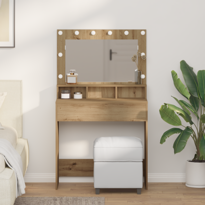 Masă de toaletă stejar artizanal 79 x 41 x 135 cm Lemn compozit GartenMobel Dekor