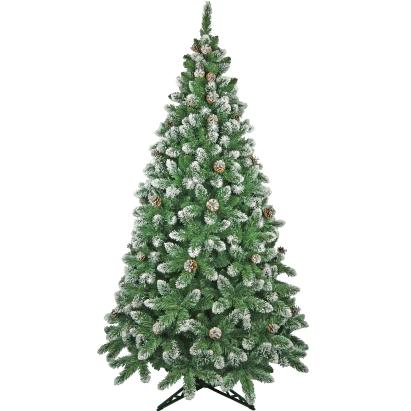 Brad Artificial Christmas New Verde cu Conuri Naturale si Varfuri Albe 180 cm