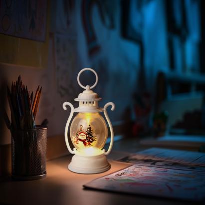 Decorațiune de Crăciun – felinar cu LED – model om de zăpadă – alb – 16,5 x 7 cm Best CarHome